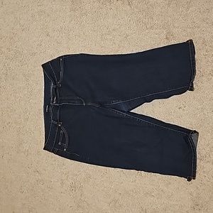 Womens Dark Wash Mid Length Jean Shorts